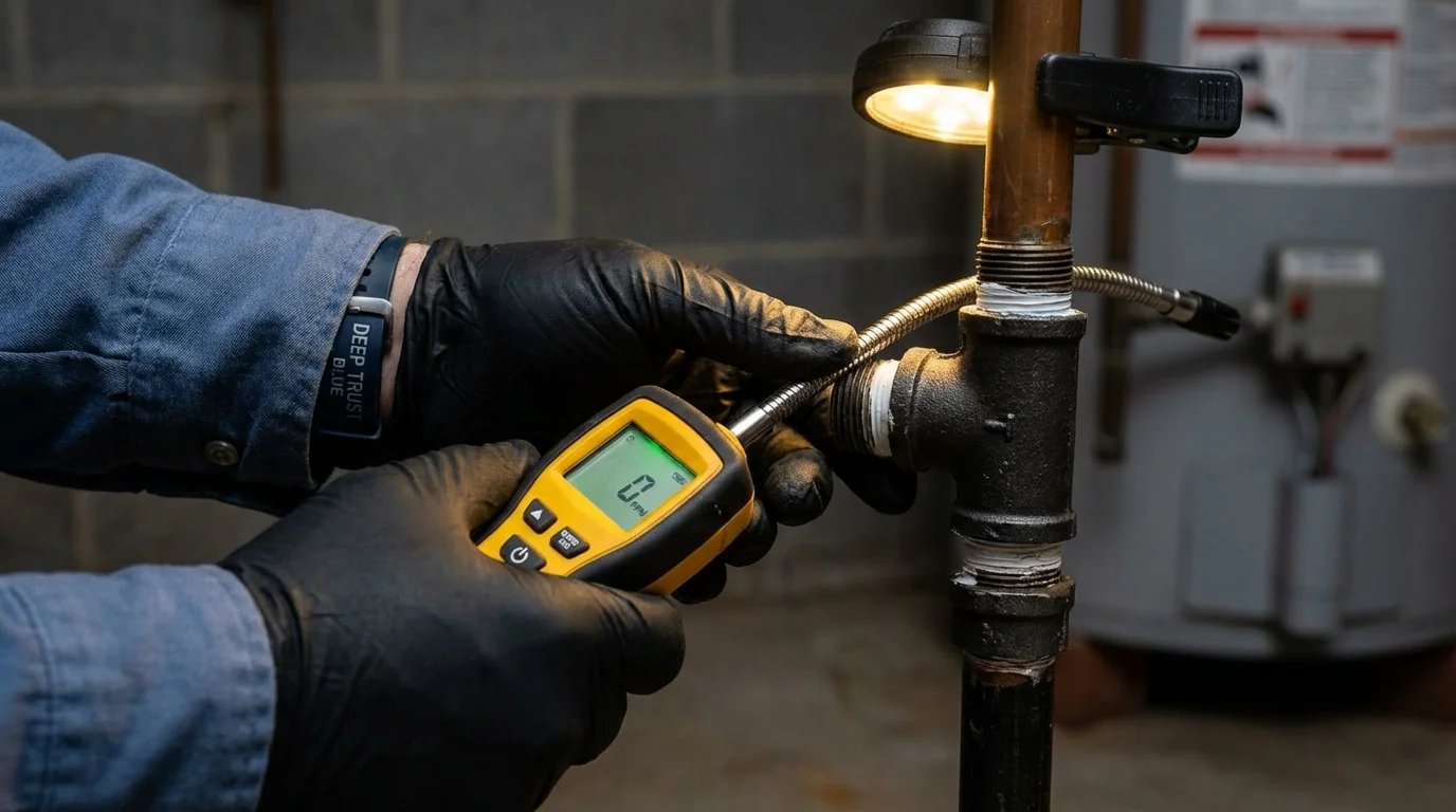 Gas leak detection with electronic sniffer by Johns Plumbing LLC in Auburn