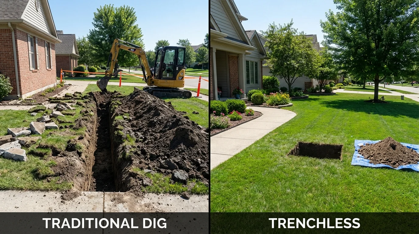 Trenchless sewer repair with minimal yard damage versus traditional excavation in Auburn, AL